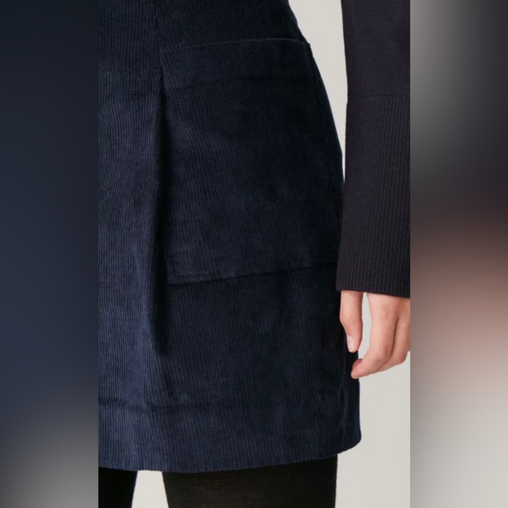 NWT, COS, Navy Blue Corduroy Mini Skirt w/ Pockets, Size 6 - Picture 4 of 9